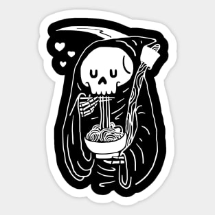 Cute grim reaper eating delicious Ramen noodles Sticker